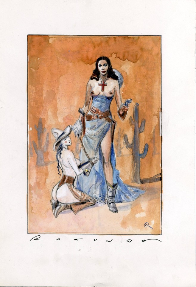COWGIRL - ORIGINAL ILLUSTRATION by Massimo ROTUNDO, china and acrylic Comic Art