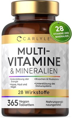 High-dose multivitamin tablets with 28 vitamins & minerals  365 vegan tablets