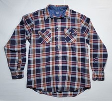 Vtg 1970s Sears Plaid Flannel Button Up Shirt Size Large X-Tall 16-16.5