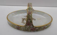 Hand Painted Floral RS Germany Porcelain Basket Candy Dish