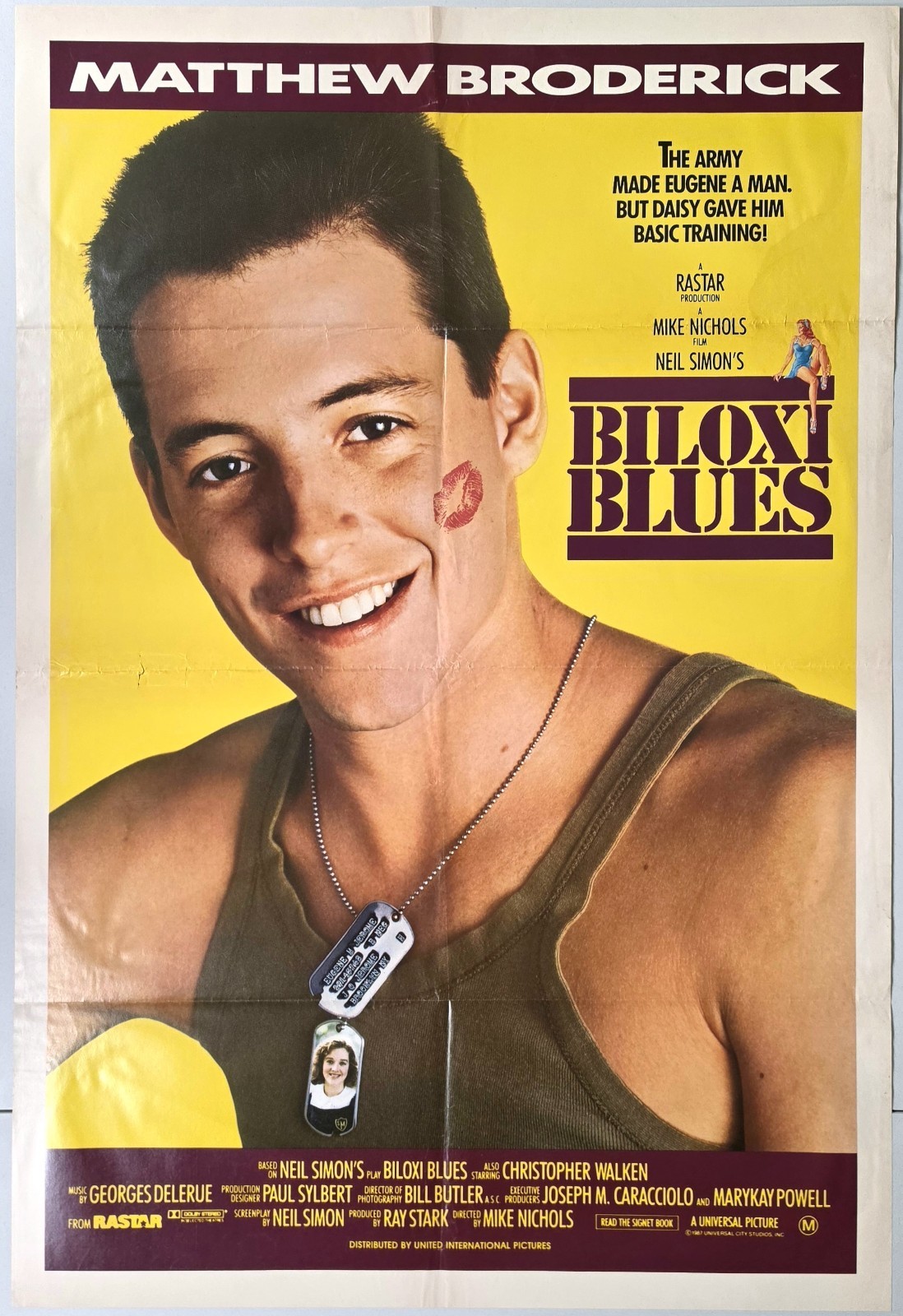 1988 Biloxi Blues 27x40 Original Australian One Sheet SS Matthew Broderick VG image 2