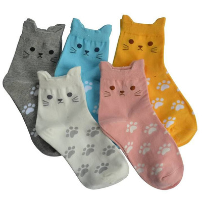 Jeasona 5 Paar Katzensocken Damen 4-7 Baumwolle Katze Geschenke für Katzenliebhaber Geburtstag