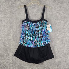 Image of Azul Maxine of Hollywood Periwinkle Abstract Print Swimdress Size 12 4JLFW37M