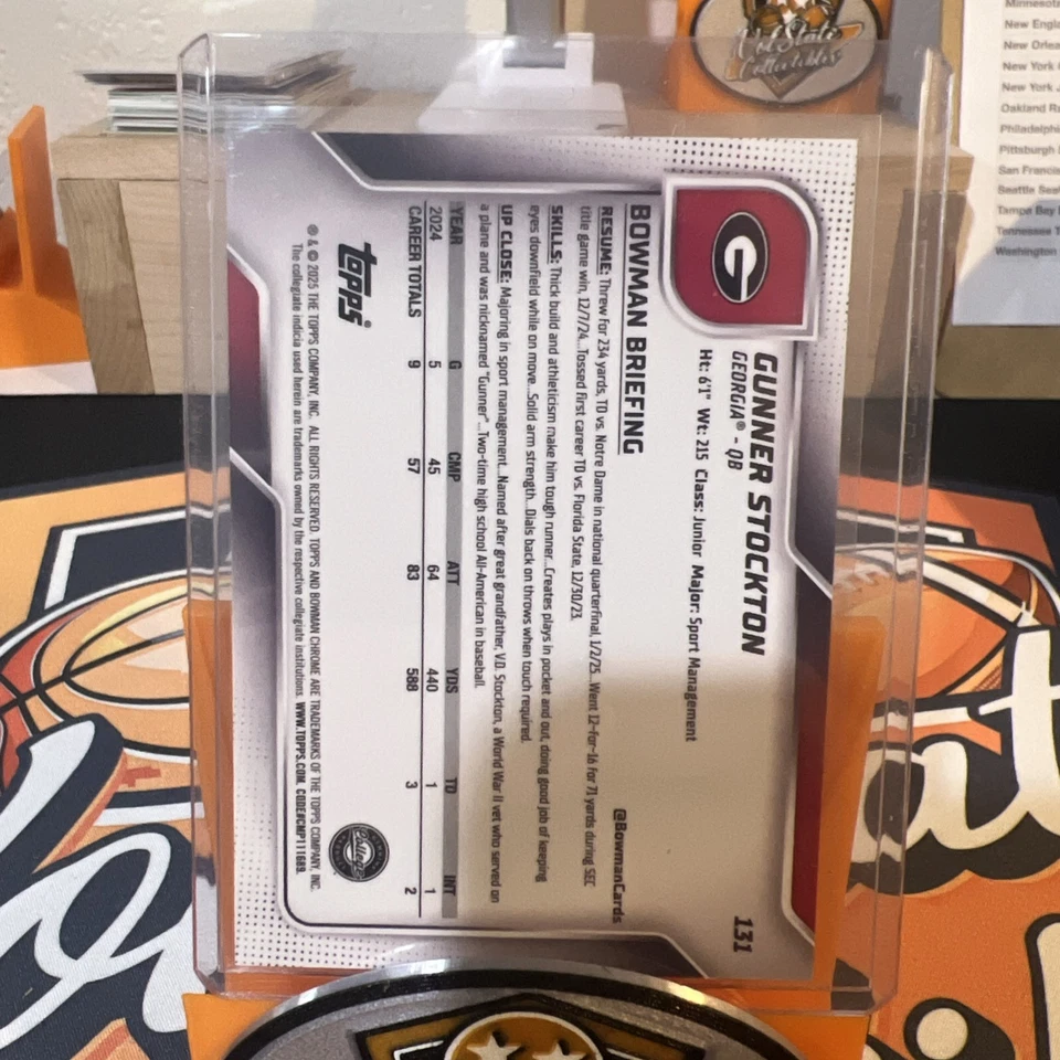 Bowman University 2025 cromo - Gunner Stockton #131 refractor de brillo negro/10 Foto 2 de 3