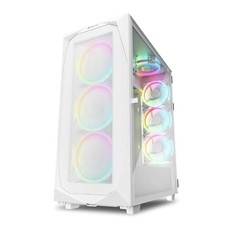 Sharkoon REV300 White Gaming PC Case with 7 ARGB Fans Compatible with
