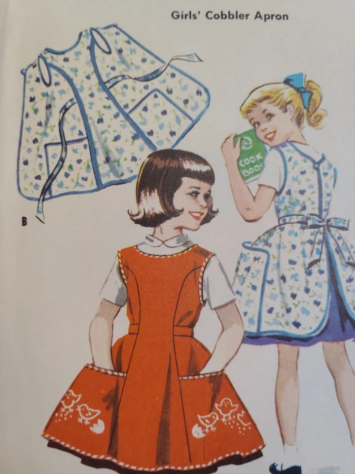 Apron Cobbler & Chick Transfer Girls 6 McCalls 2199 Sewing Pattern VTG 1950's - Image 2 of 4