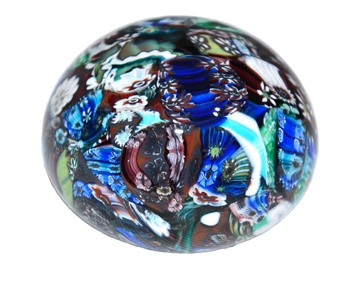 Murano Millefiori Paperweight Italian Hand Blown Art Glass Canes 2.25” Vintage