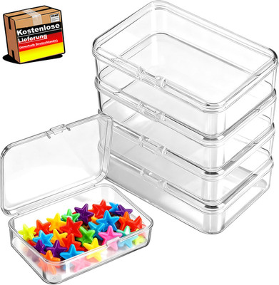 Aufbewahrungsbox Klein Mit Deckel, 4 Stück, Transparent PP Kunststoff, Für Schra