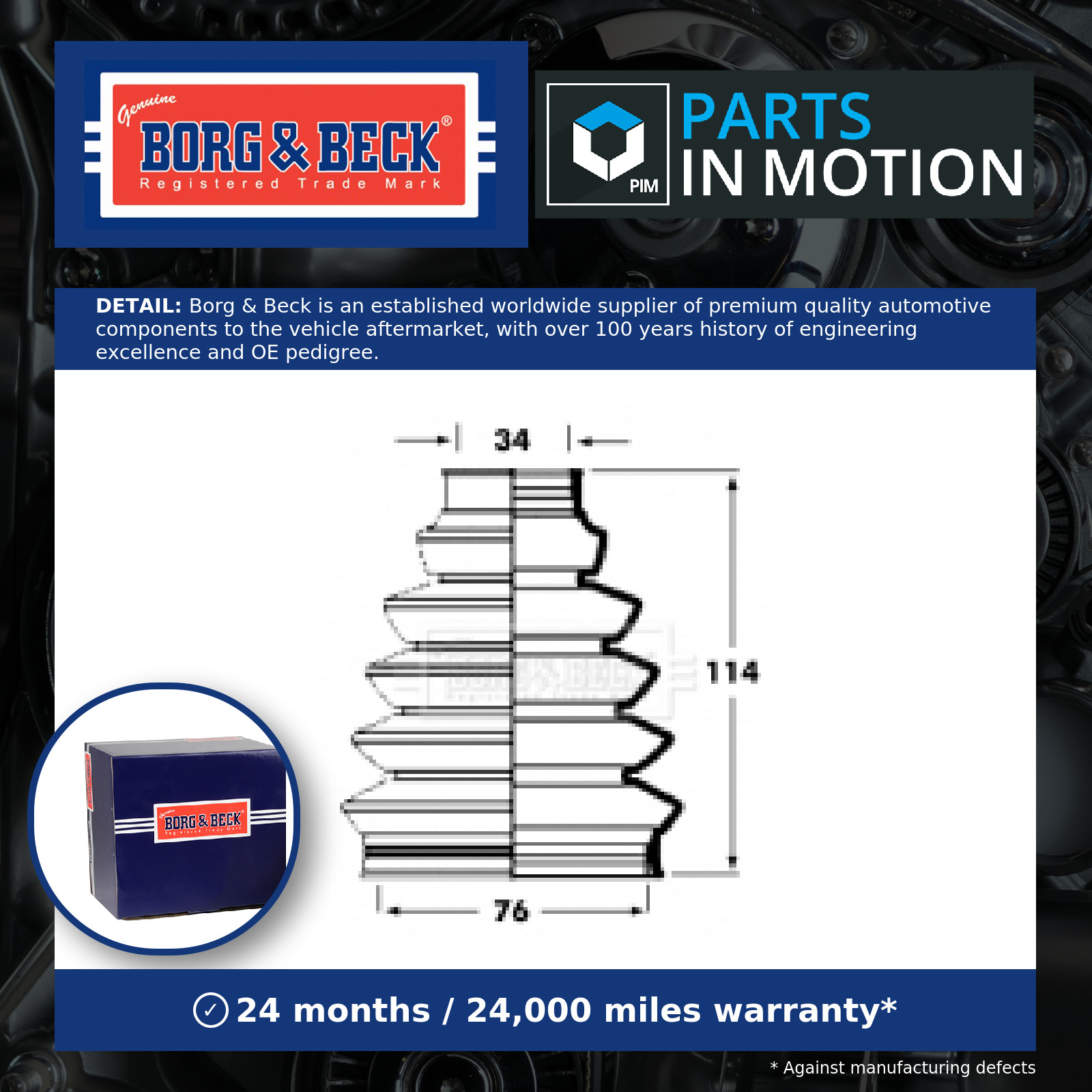CV Joint Boot BCB2352R Borg & Beck C.V. Driveshaft Gaiter Top Quality Guaranteed