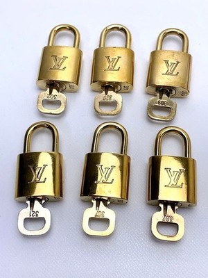LOUIS VUITTON PadLock Lock & Key Brass Gold Authentic Number random ６pcs