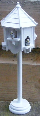 Dolls House Wood Dovecote And 2 Birds Garden White Painted 1:12 Scale KM tumdee