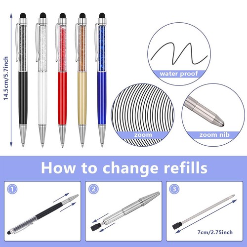 20pcs 2.75'' Metal Ballpoint Pen Refills Black Blue Ink Refill Replacement 0.7mm - Picture 34 of 34