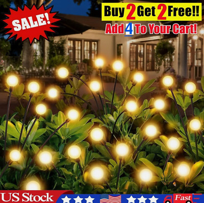 Upgrade Solar Stake 8-LEDs Firefly Lights Outdoor for Patio Pathway Yard, 1 Pack