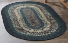 Eco-Friendly Oval Braided Rug Green Country Farmhouse Nonslip Pine Grove