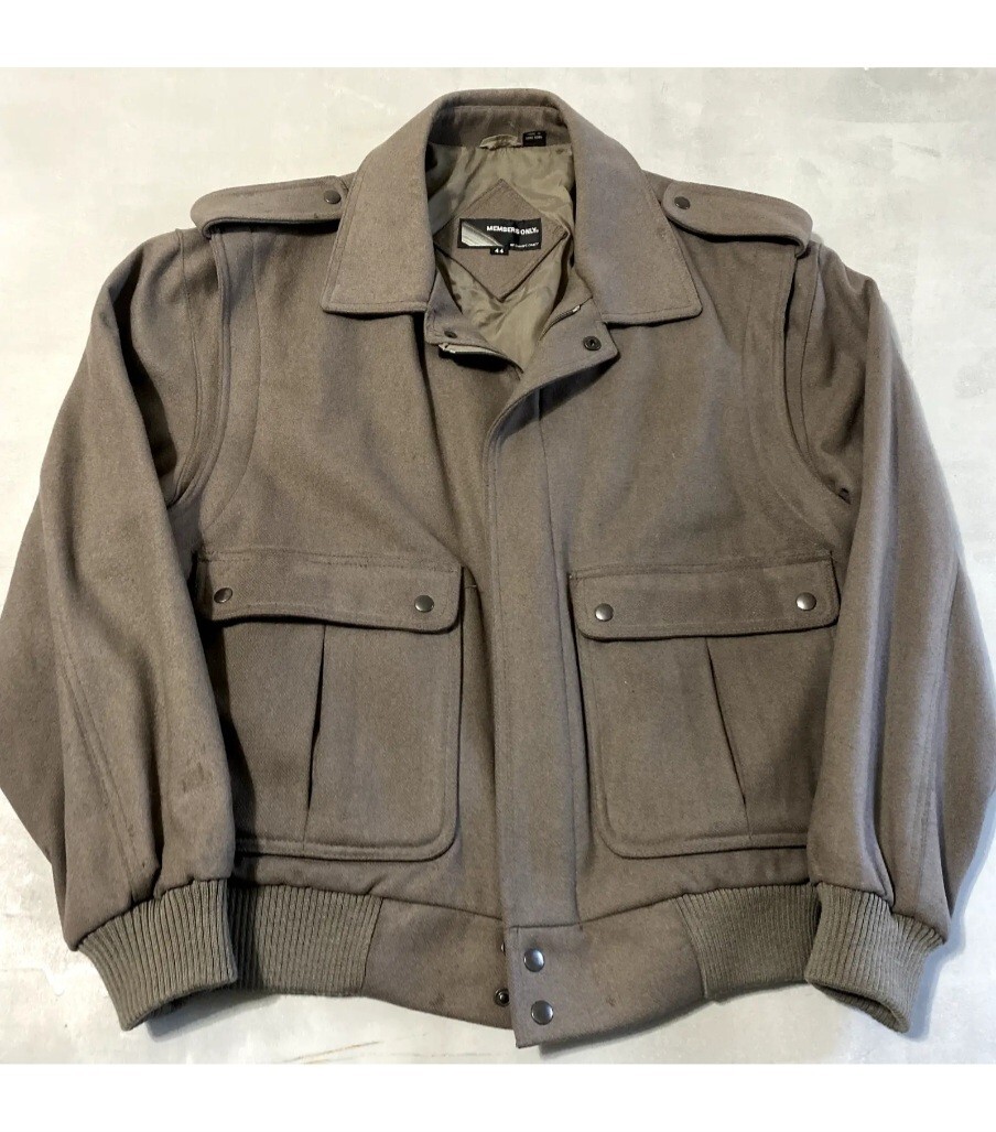 🚨🔥Vintage Members Only Jacket Wool Mens 44 Gray 80s Large Bomber
