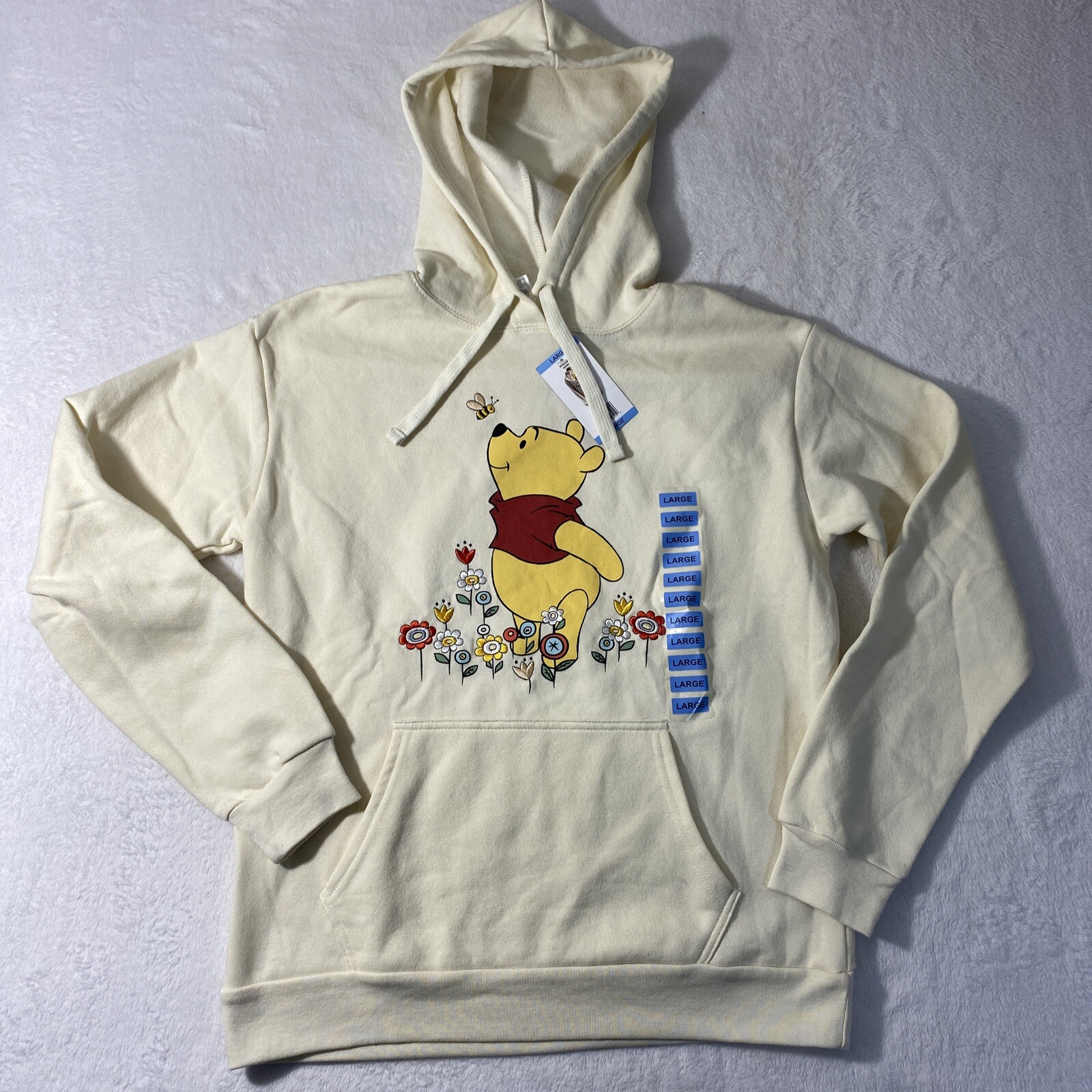 Winnie The Pooh Hoodie Disney Womenu0026#039;s Size Large Pooh u0026amp; Flowers  Pullover NWT | eBay