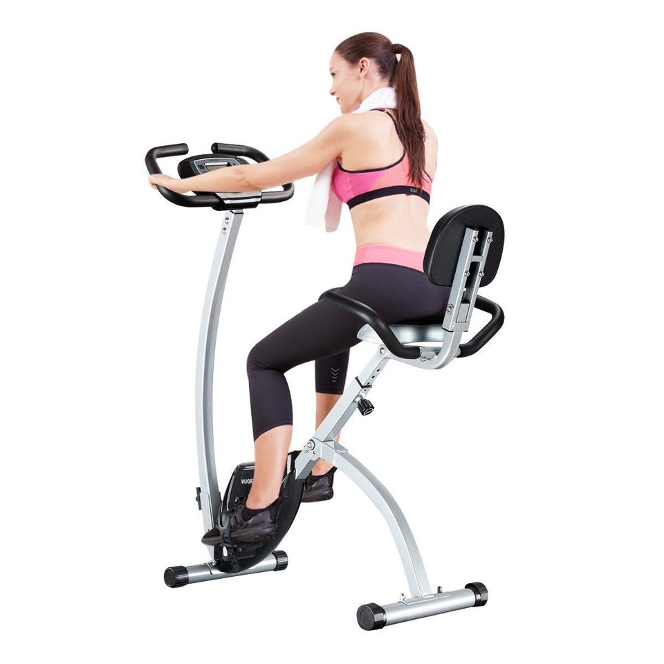 BCAN Folding Exercise Bike, Upright Bicycle Heart Rate 330LBS