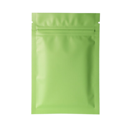 100pc Matte Flat Green Both Sides Metallic Mylar Reclosable Bags 10x15cm 4x6in