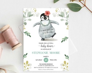 penguin baby shower invitations