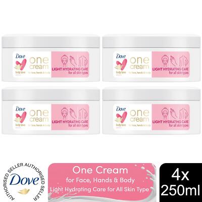 Dove Light feuchtigkeitsspendende Pflege One Creme für Gesicht, Hände & Körper für alle Haut 250ml, 4er-Pack