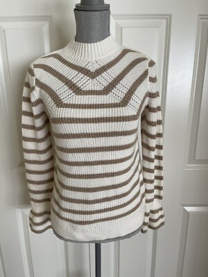Ann Taylor Loft Striped Tipped Bell Sleeve Sweater, Size S