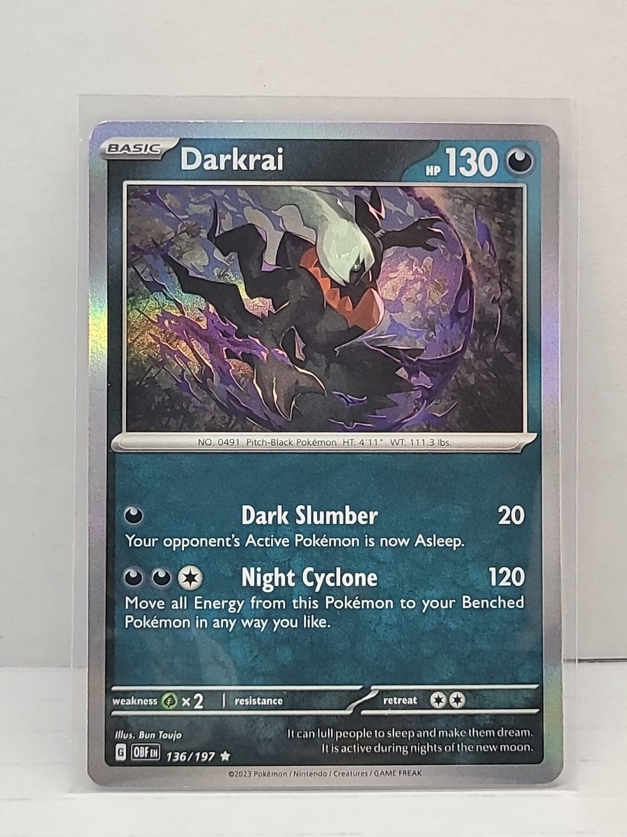 darkrai holographic pokemon card Pokemon Darkrai 136/197 Holo Rare Obsidian Flames Pokemon Card