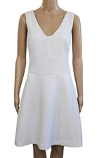 MICHAEL KORS White Sleeveless V Neck A Line Dress 8