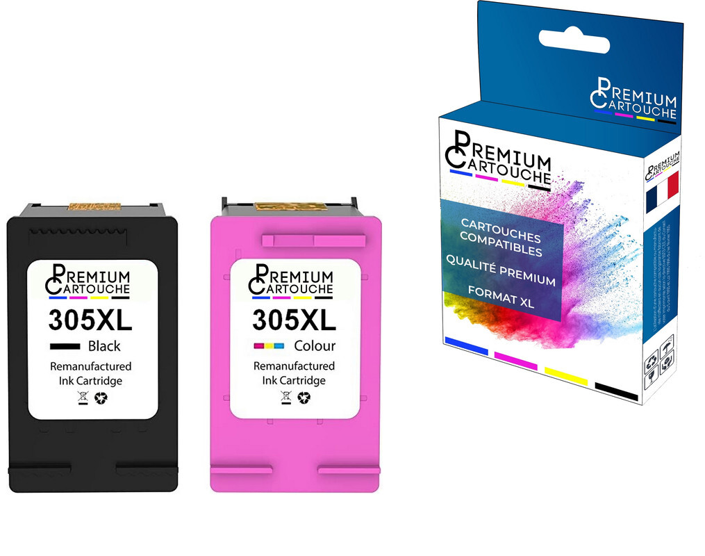 Cartouche compatible pour HP 305XL Noir Couleur 3YM62AE 3YM63AE pour imprimante jet d'encre DeskJet