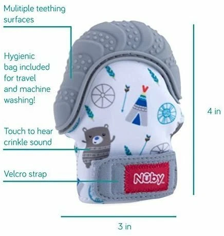 Nuby Soothing Teething Mitten with Hygienic Travel Bag - Image 4 of 4