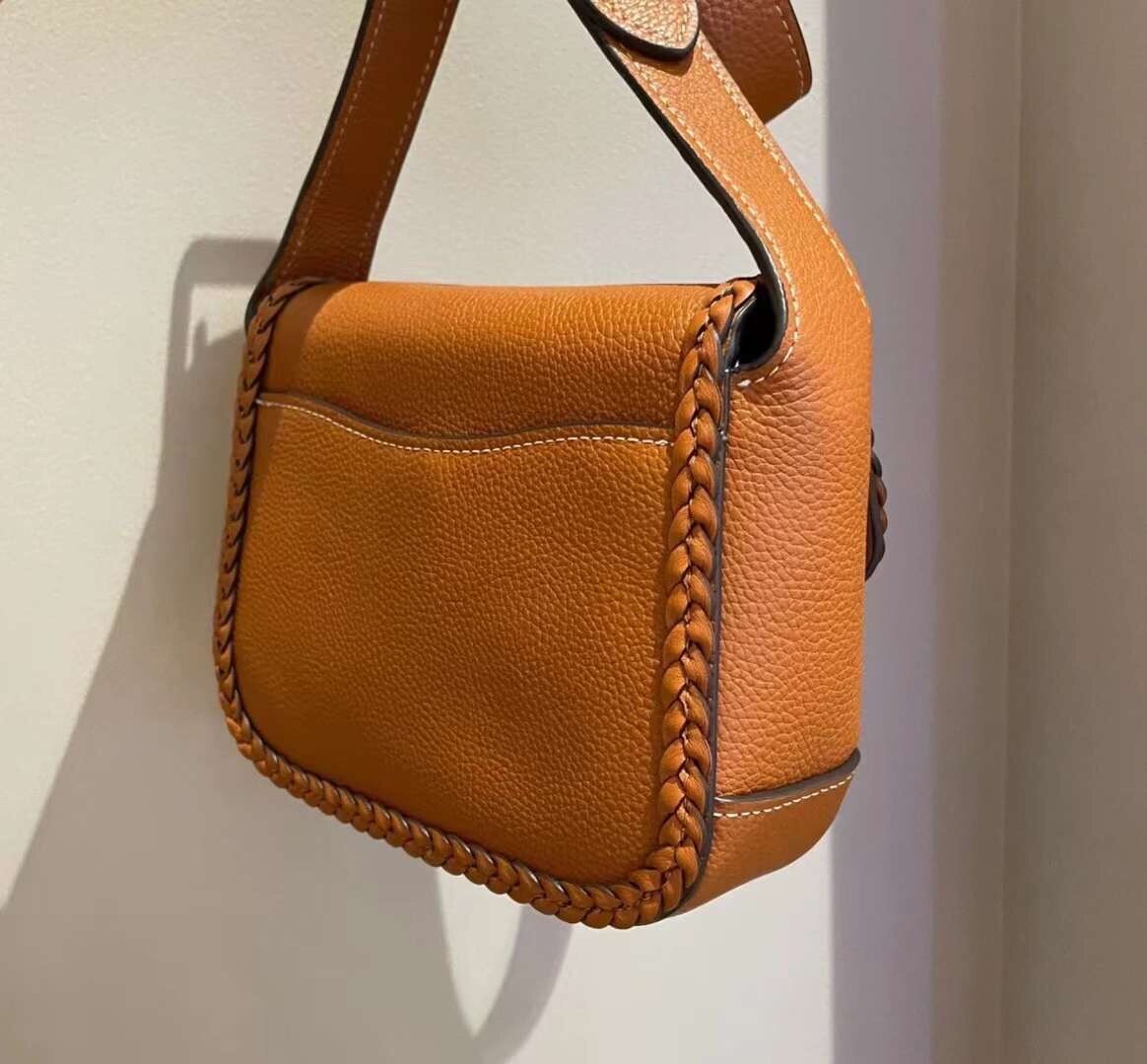 NWT Coach $495 Tabby Leather Messenger 19 With Braid CJ837,Brass/Burnished Amber image 7