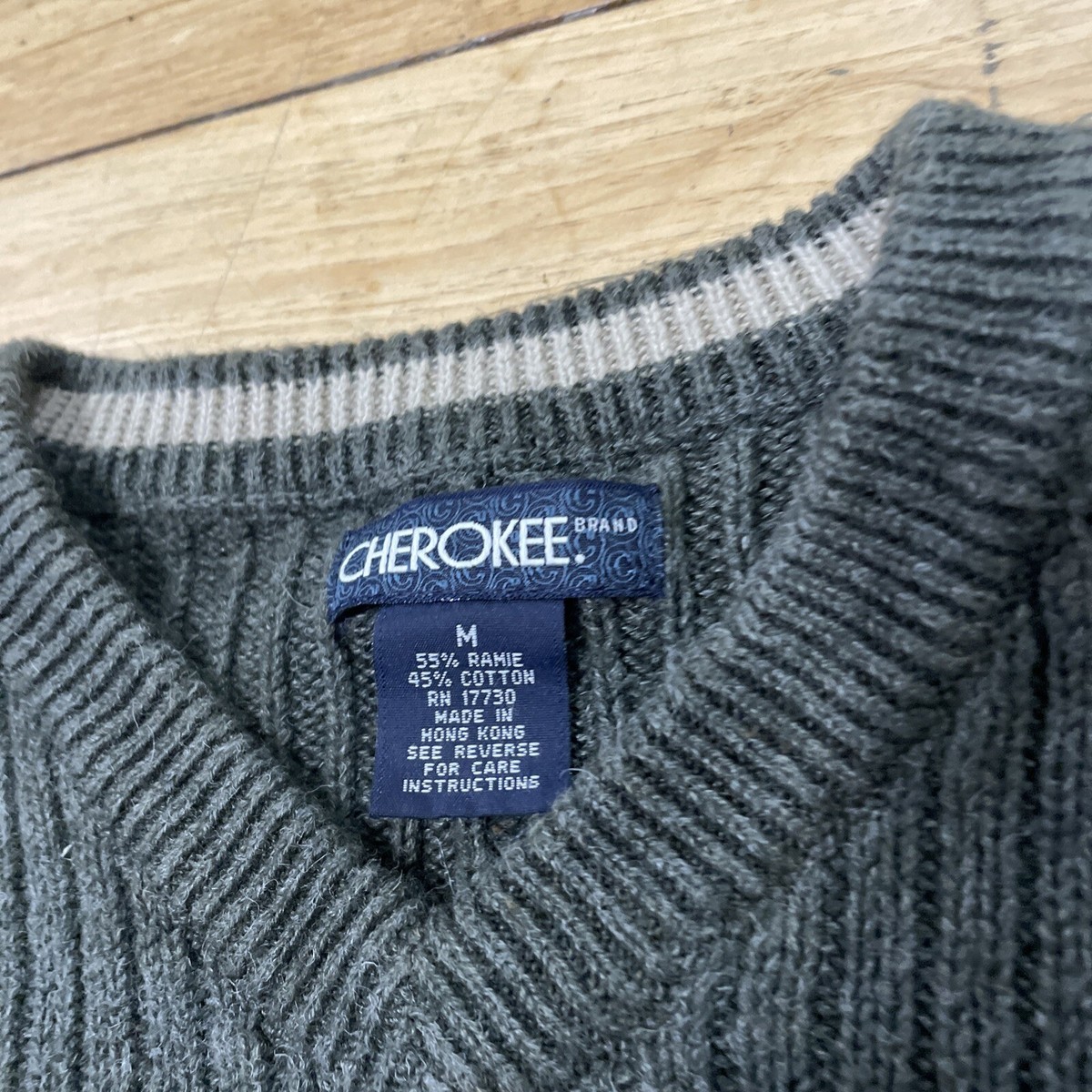CHEROKEE VTG Ramie 90s Sleeve Sweater Mens M Green Grunge CHEROKEE VTG Ramie 90s Sleeve Sweater Mens M Green Grunge