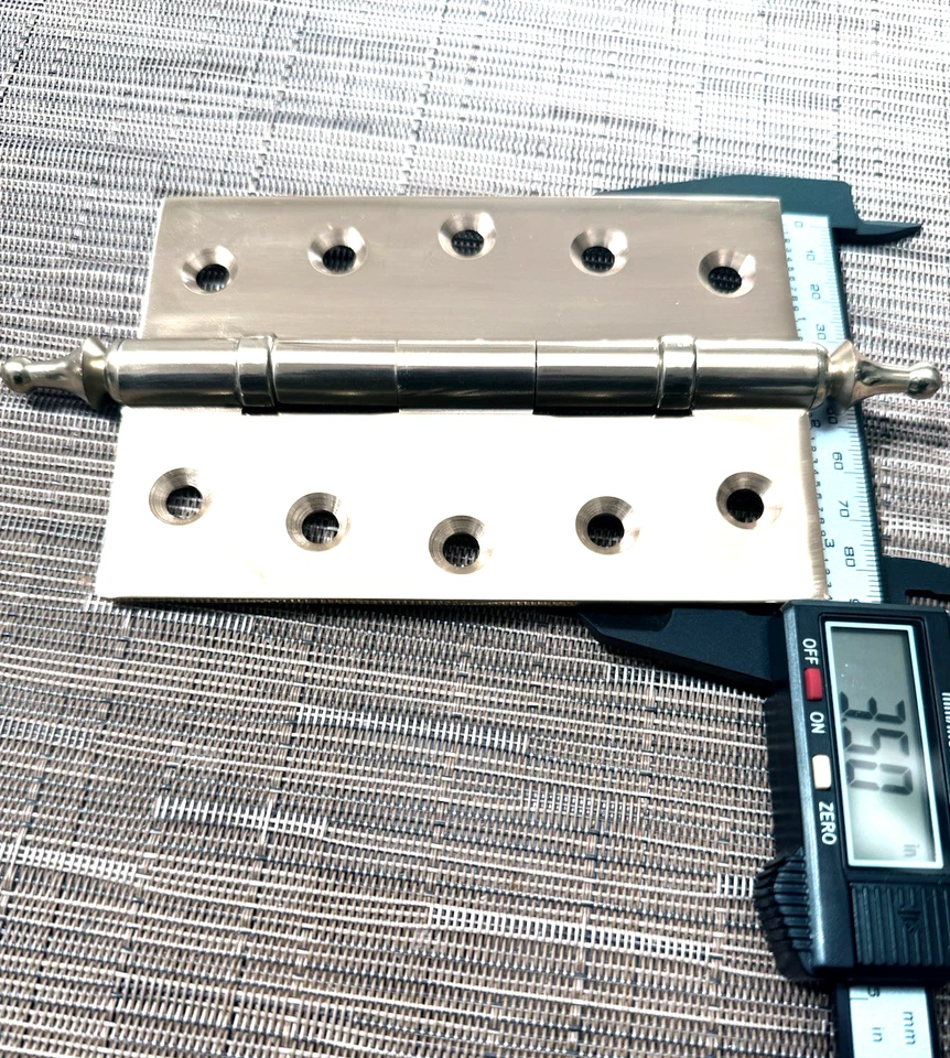 Rodamiento de bolas con bisagra de puerta de latón macizo 5 x 3,5 con cabezal de ajuste (latón pulido) Foto 2 de 2