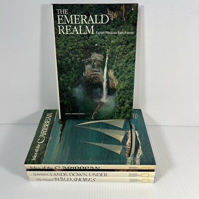 National Geographic Book Lot Emerald Realm Land Down Under Wild Shores Caribbean