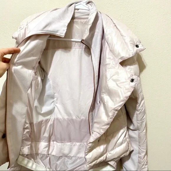 Lululemon Athletica Pedal Power Cycling Tie Bow Puffer Pink Jacket Sz UK 10 $298 View 2