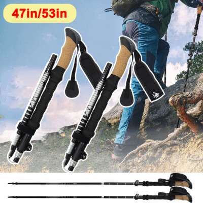 47''/53'' Collapsible Alloy Trekking Poles Folding Outdoor Walking Hiking Sticks