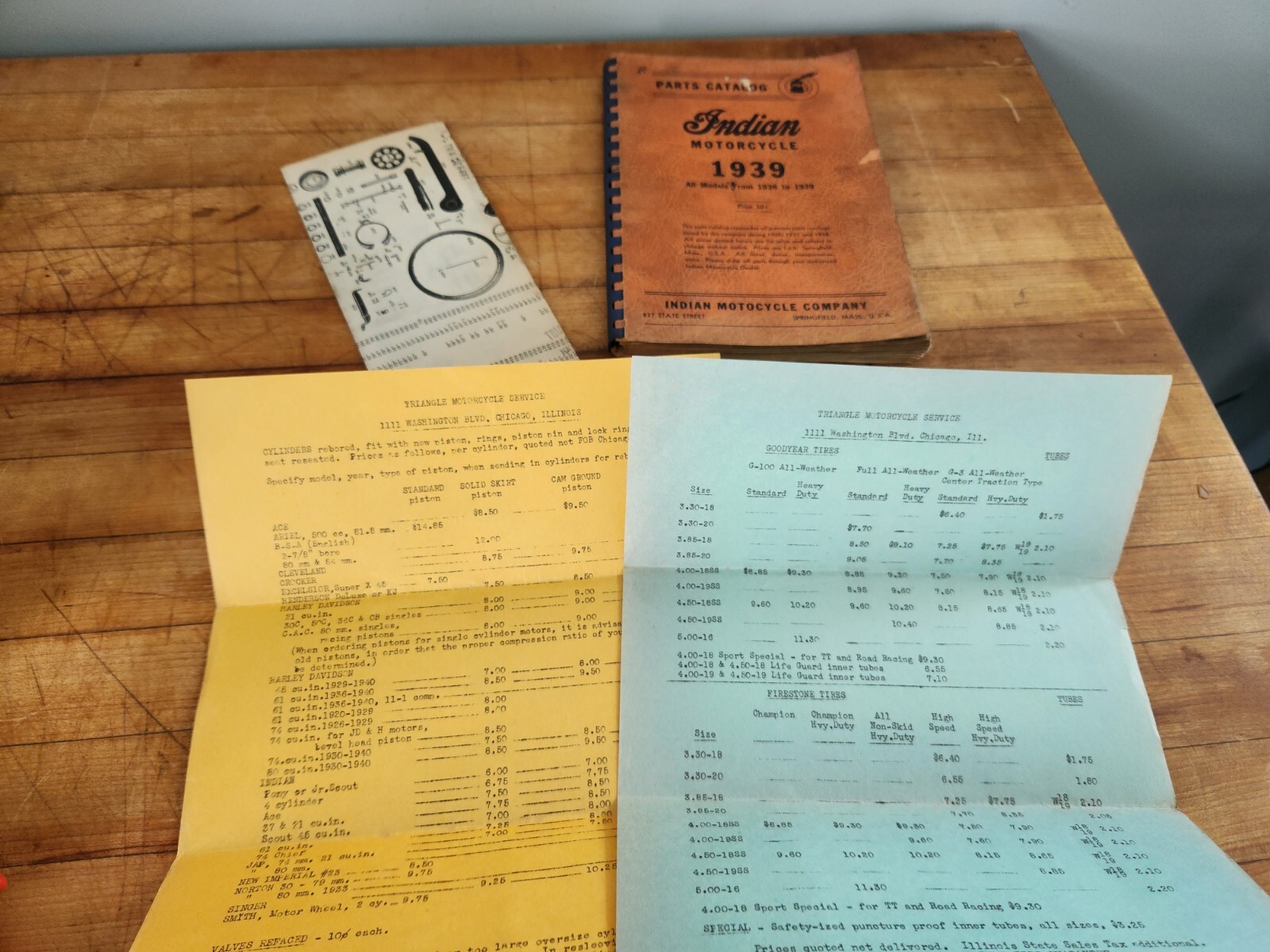 1939 Indian Parts catalog original motorcycle model 1936-1939