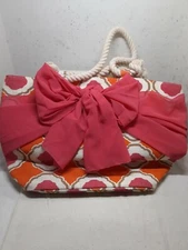 Mud Pie Sarong Along Beach/ Pool Bag W/ Removable Wrap & Rope Handles