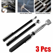 Black 3PCS Telescopic Magnetic Long Pen Pick Up Rod Tool Stick Extend 2-5-10LBS