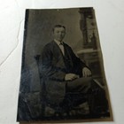 Antique Photo Tin Type Young Man in Suit 1800's
