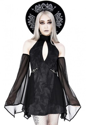 RESTYLE Halterneck Floaty Fairy Acid Wash Tunika Gr. L Gothic Mini Kleid Top