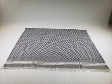 Organic Cotton Sofa Blanket Grey And White Chevron w/ Tassels 60" L x 37 1/2" W