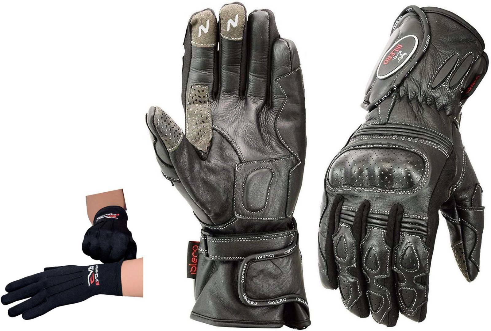 ISLERO All Weather Motorbike Waterproof Gloves Leather Windproof