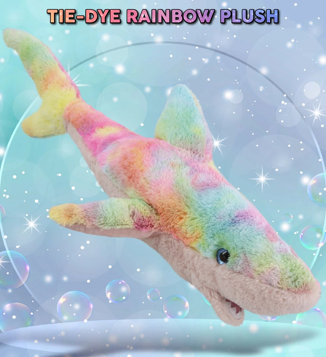 Rainbow sale shark plush