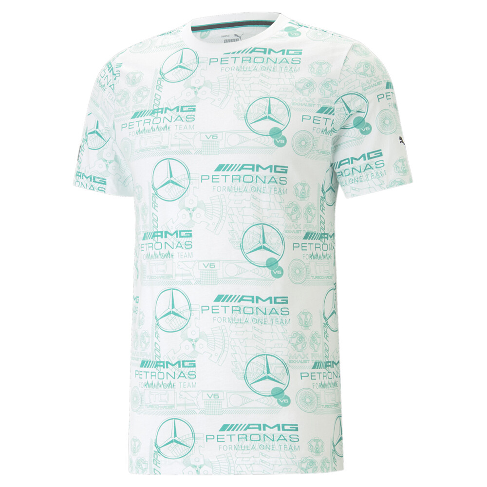 Футболка с коротким рукавом и круглым вырезом с графическим рисунком Puma Mapf1, мужские белые повседневные топы 5384800