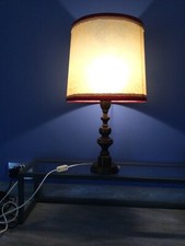 Parchment shade lamp and wood stand