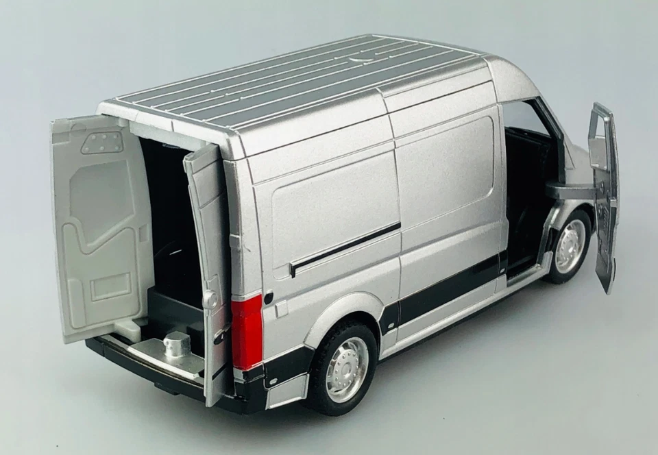MercedesSprinter Van Model Toy Silver Diecast Opening Doors Probably 1:32 Scale - Image 3 of 4