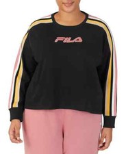 FILA Clover Crewneck Colorblocked Black Sweatshirt TOP Plus Size 2X Cotton 48