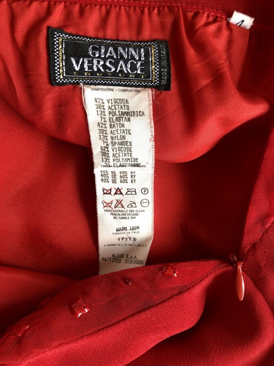 Gianni Versace F/W 1996 Runway Vintage Embellished Sheer Red