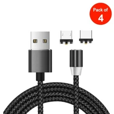 4pcs 2 in 1 USB to Micro USB Type-C Cable Nylon Braided Fast Charging Cable - 1m