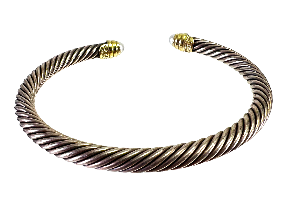 14K Yellow Gold, Sterling Silver & Pearl David Yurman Cable